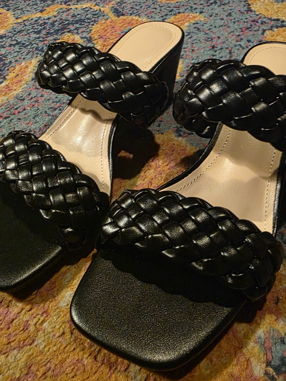 Amazon Essentials Black Braided Double-Strap Mule Sandals